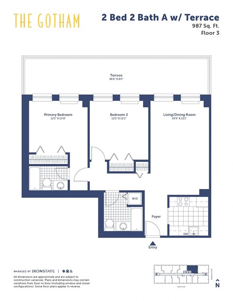the gotham 2 bed 2 bath floor plan